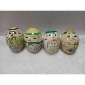 4 Delicate Real Blown Out Hand Painted Eggs (Real Egg Shell) Ornaments 2" Rabbit